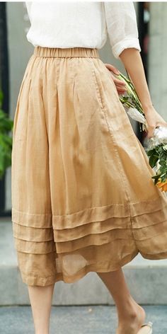 Skirts Summer, Summer Linen, Linen Skirt, Women's Skirts, Summer Skirts, Cotton Skirt, Inspiration Mode, Linen Clothes, Modest Dresses