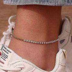 Elevate Your Everyday Look With Our Stunning Women's+Gold+Rhinestone+Anklet. Crafted From High-Quality Materials, This Anklet Features A Delicate Gold Chain Adorned With Sparkling Rhinestones For A Touch Of Glamour. Perfect For Any Occasion, This Anklet Will Add A Chic And Stylish Touch To Any Outfit. - Elevate Your Style - Delicate Gold Chain - Sparkling Rhinestones - Perfect For Any Occasion #Womensfashion #Jewelrygoals #Sparkleandshine #Rhinestoneanklet Rhinestone Anklet, Diamond Anklet, Delicate Gold Chain, Diamond Tennis Bracelet, Gold Rhinestone, Tennis Bracelet Diamond, Boutique Jewelry, Tennis Bracelet, Ladies Boutique