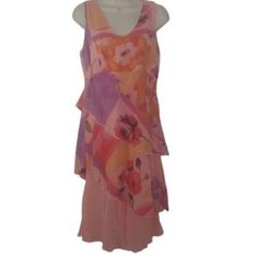 This Beautiful And Feminine Pink Floral Midi Dress, Features A Layered, Tiered Design In Super Soft And "Silky" Cupro Fabrication From Color Me Cotton Brand: Click Mfg: Cy9814 Mrsp: $108.95 Size: S Measurements: Armpit To Armpit 20" Length Shoulder To Hem 43" Condition: New With Tag Fabric: Cupro Wash Instructions: Machine Color: Pink/Purple..Multi Fast Shipping Lined Purple Midi Dress For Summer, Purple Lined Midi Dress For Summer, Summer Purple Lined Midi Dress, Spring Purple Lined Midi Dress, Pink Floral Midi Dress, Vertical Striped Dress, Red Dress Long, Cowl Dress, Embroidered Midi Dress