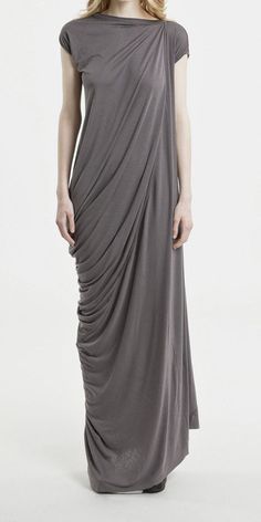 Crazy Draped ! Sleeveless Asymmetrical Draped Dress Designer Drape Dresses, Arabian Dress, Grey Drapes, Kaftan Designs, Dress Models, Black Drapes, Ladies Wear, Grey Midi Dress, Viscose Dress