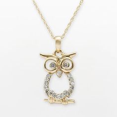 10k Gold .10-ct. T.W. Diamond Owl Pendant White Gold Necklace, Owl Pendant, White Gold Necklaces, Mystic Topaz, Nice Things, Love Necklace