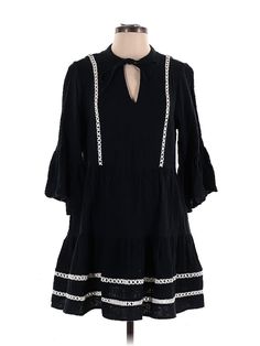 Scoop Casual Dress Size: X-Small Black Dresses - used. 100% COTTON, Popover, Collared, Short, 3/4 Sleeve | Scoop Casual Dress - Popover: Black Dresses - Used - Size X-Small Black 3/4 Sleeve Beach Dress, Black Beach Dress With 3/4 Sleeve, Black Mini Dress With 3/4 Sleeves For Summer, Black 3/4 Sleeve Dress For Brunch, Small Black Dress, Black Casual Dress, Black Dresses Casual, Black Dresses, Black Casual