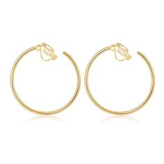 PRICES MAY VARY. ✨【Clip On Hoop Earrings】Classic half hoop design, Clip-on backing for non-pierced ears.Perfect for people who don't want to get their ears pierced. ✨【Premium Materials&Size】 Our non-pierced clip on hooop earrings are made of high quality brass,which is anti-allergic, Free of nickel, No rust, Corrosion and lasting color retention.Light weight and comfortable to wear.with the size of 1.85in*1.85in(4.7CM*4.7CM), goes well with any outfits. ✨【Considerate design】Breakthrough design,r Clip On Hoop Earrings, Ears Pierced, Earrings Classic, Trendy Fashion Jewelry, Hoop Design, Fall Fits, Gorgeous Jewelry, Gold Hoop, Pierced Ears