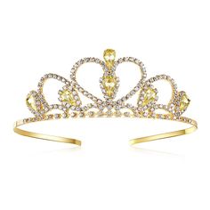 PRICES MAY VARY. Material: brilliant rhinestone yellow gems tiara, with gold plated metal bend Size: 4.7*5.1*2.1inches, great for 4-12 years old kids Amazing quality of the tiara, is very sturdy and well made Occasion: birthday, prom, party, special occasions Package: packed in a box to ensure that the tiara will not be crushed We all know princesses should wear tiaras and this cutie style from LOVELYSHOP will tick all the boxes for a fairytale party. 
Made with charming shiny rhinestone and all Yellow Crown, Yellow Lingerie, Girls Tiara, Fairytale Party, Prom Birthday, Crown For Women, Yellow Gems, Pink Eye, Beautiful Tiaras