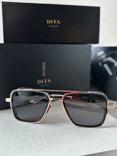 #ad Premium DITA Epiluxury Limited Edition Eplx.8 DES008-A-03 Rose Gold Black Iron Polarized, Mens Accessories Dita Sunglasses Men, Dita Sunglasses, Black Iron, Black Box, Black Case, Polarized Lenses, Cleaning Cloth, Gold Black, Perfect Pair