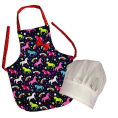 two children's aprons and one child's hat