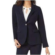 New With Tag Tommy Hilfiger Women's One-Button Blazer Black Suit Separates Size 2 Color Black Notch Collar Flap Pockets At Side Hips Shoulder Pads Long Sleeve Hits Below Hip Polyester/Rayon/Spandex Lining: Polyester Dry Clean Fitted Elegant Tommy Hilfiger Blazer, Elegant Tommy Hilfiger Blazer, Tailored Elegant Tommy Hilfiger Outerwear, Tommy Hilfiger Tailored Elegant Outerwear, Tommy Hilfiger Workwear Blazer For Fall, Tommy Hilfiger Fall Workwear Blazer, Tommy Hilfiger Blazer For Workwear In Fall, Tommy Hilfiger Blazer For Fall Workwear, Elegant Tommy Hilfiger Fall Blazer