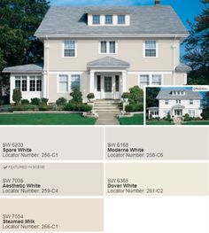 the color scheme for this house is gray and has white trim, windows, and shutters