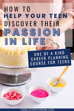 a woman is decorating a cake with pink and yellow sprinkles