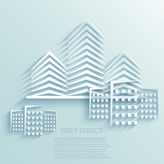 paper cut cityscape with text best choice on blue background, eps file available