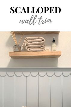 Scalloped Wall Trim Shiplap Paneling, Vertical Shiplap, Unique Bathroom Design, Nursery Accent Wall, Bathroom Accent Wall, Bathroom Wall Panels, Wood Accent Wall, Wall Trim, Unique Bathroom