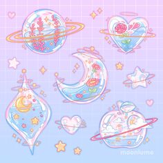 an image of the planets and stars in pastel colors