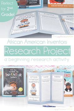 African American inventors research project- such a great way to ease students into research projects. TheAppliciousTeacher.com #2ndgrade #researchproject Elementary Writing Activities, Upper Elementary Social Studies, History Books For Kids, African American Inventors, Social Studies Elementary, Elementary Writing, Social Studies Activities, Social Studies Lesson