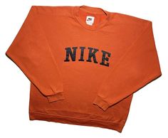 Nike Pull Vintage, Vintage Nike Sweaters Men, Orange Nike Sweatshirt, Nike 90s Vintage Sweater, Nike Athletic Vintage Sweatshirt, Vintage Nike Sweatshirt Cream, Vintage Orange Nike Sweater, Crew Neck Sweatshirt Nike Vintage, Nike 1990 Vintage Sweater