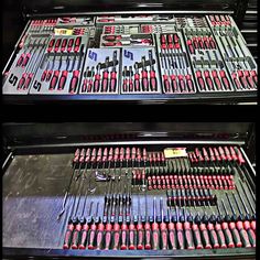 there are two trays full of tools in the same case and one is empty