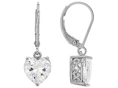 Bella Luce ® white diamond simulant 5.70ctw heart, rhodium over sterling silver heart earrings. Measure approximately 1"L x 0.31"W and have leverback backings. The diamond equivalent weight is 3.42ctw. Formal Heart Cut Cubic Zirconia Earrings, Hypoallergenic Heart-shaped Cubic Zirconia Jewelry, Silver Heart Cut Cubic Zirconia Diamond Earrings, Nickel Free White Gold Heart Cut Jewelry, Nickel-free White Gold Heart Cut Jewelry, Formal Sterling Silver Heart Earrings With Diamond Accents, Formal Sterling Silver Heart-cut Earrings, Formal Sterling Silver Heart Cut Earrings, Classic Hypoallergenic Heart Cut Jewelry