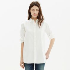 Oversized Side-Button Shirt Job Interview Outfit, Perfect White Shirt, Oversized White Shirt, Oversized Button Down Shirt, Interview Outfit, Look Plus, Women's Shirts, Casual Elegance, Work Fashion