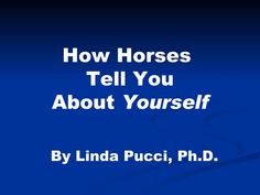 a blue background with the words how horses tell you about yourself by linda pucci, ph d