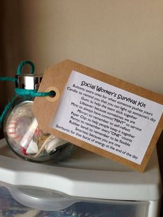 Social Worker's Survival Kit #survivalkit Staff Survival Kit, Social Workers Survival Kit, Survival Kit Ideas, Kit Gift Ideas, Social Worker Month, Social Worker Appreciation, Retail Worker, Social Work Month, Survival Kit Gifts