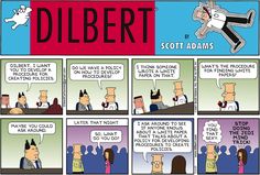 a comic strip with a cartoon character saying dilbert