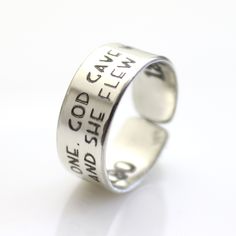 Sterling Silver Motivational Ring Inspirational Silver Ring Personalized Jewelry Gift for Him or Her One God, Personalized Jewelry, Wedding Cards, Gift For Him, Silver 925, Personal Touch, Jewelry Gift