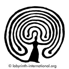 a black and white image of a person standing in front of a spiral design with the words labrinth - international org