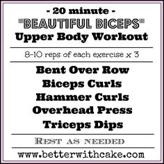 the upper body workout poster with instructions for beginners to learn how to do it