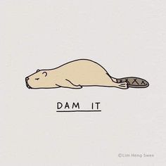 a drawing of a polar bear laying down with the words damn it on its side