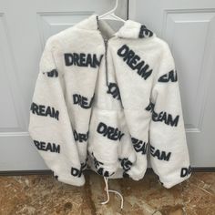 Dream Hoodie Like Wearing A Blanket. Never Worn Ever. Oversized So Fits Up To Large. I Don’t See Flaws But It’s Been In A Box So Might Have Some Discolor But Not Noticeable. See Photos But Feel Free To Ask For More! Drawstring Bottom. Heavy So Will Need To Adjust Shipping Weight Trendy White Fleece Outerwear, Trendy Cozy Fit Outerwear For Streetwear, Comfy Cozy Fit Outerwear For Streetwear, White Fleece Outerwear With Graphic Print, White Fleece Outerwear With Letter Print, Trendy Letter Print Hoodie Outerwear, Trendy Oversized White Hoodie, Oversized White Outerwear With Drawstring Hood, Comfy Cozy Fit White Outerwear