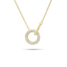 Diamond Circle & Link Pendant Necklace - Nuha Jewelers Chic Minimalist Style, White Gold Pendant Necklace, Cable Chain Necklace, Gold Link, Circle Diamond, Rose Gold Necklace, Circle Pendant, Minimalist Style, Diamond Studs