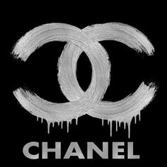 the chanel logo with dripping white paint on black background, in front of an image of two interlocked circles