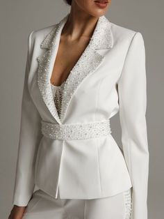 Bridal Pantsuit, Bridal Suit, Vintage Business, Wedding Women, Wedding Jacket, Beaded Jacket, Pants Vintage, Tuxedo Suit