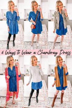 Chambray Shirt Dress Outfit, Chambray Dress Outfit, Shirt Dress Outfit Fall, Jeans Dress Outfit, Denim Dress Fall, How To Wear Shirt, Shirt Dress Fall