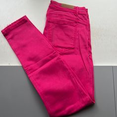 Women’s Soft Stretch Denim Skinny Jeans By Zara. Hot Pink. Stretch Pink Jeans For Fall, Pink Stretch Jeans For Fall, Trendy Stretch Pink Jeans, Trendy Pink Stretch Jeans, Mid-rise Cotton Jeggings For Spring, Spring Cotton Straight Leg Jeggings, Zara Cotton Jeans For Fall, Chic Stretch Pink Jeans, Trendy Mid-rise Cotton Jeggings