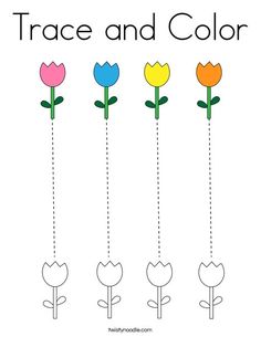 trace and color flowers for kids to learn how to draw them with colored pencils