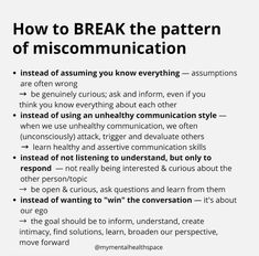 @mymentalhealthspace Break The Pattern, Assertive Communication, Marriage Therapy, Effective Communication Skills, Mental Health Facts, Spiritual Journals, Done Quotes, Mental Health Therapy