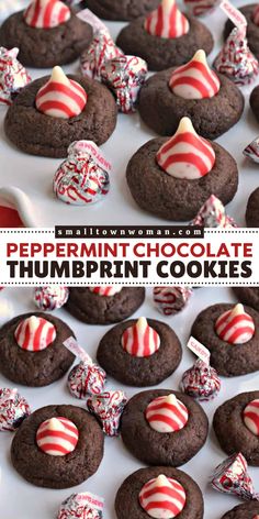 Here's the best Christmas Cookies recipe! These Peppermint Chocolate Thumbprint Cookies are baked to perfection and topped with a colorful red and white chocolate peppermint kiss. Make these Holiday cookies for a fun holiday treat! Fancy Christmas Cookies, Chocolate Thumbprints, Mmm Cookies, Chocolate Desserts Fancy, Peppermint Cookie, Merry Chrysler, Fancy Chocolate, Gift Cookies, Christmas Cookie Recipes Holiday