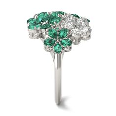 Witness the eternal beauty of blossoming flowers set in sparkling 14K gold. A combination of pear-shaped Caydia® lab grown diamonds and created emerald gemstones are delicately arranged to form a couture bouquet of six flowers. The perfect statement piece for your fashion jewelry collection. Eternal Beauty, Emerald Gemstone, Blossom Flower, Cluster Ring, Pear Shaped, Lab Grown, Lab Grown Diamonds, Statement Pieces, Pear