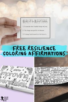 free printable coloring affirmations for adults to color and use on the table