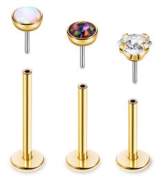 PRICES MAY VARY. 💗TITANIUM LABRET: You Can Receive 3PCS Push in Labret Studs of Different Lengths At Once, with Lengths of 6MM, 8MM and 10MM Respectively. This Labret Studs Comes in 3sizes: 16G, 18G, And 20G. Each Size Comes in 3Colors: Silver、Rose Gold and Gold. 💗TITANIUM LIP STUD:This Labret Studs are Made of G23 Titanium and is Inlaid with Cubic Zirconia and Opal. G23 Titanium Labret Studs are Not Prone to Allergic Reactions and are Suitable for Sensitive Skin.G23 Titanium Labret Studs also Lip Stud, Labret Studs, Ring Opal, Body Jewelry Piercing, Tragus Earrings, Lip Ring, Nose Stud, Earrings Stud, Silver Rose Gold