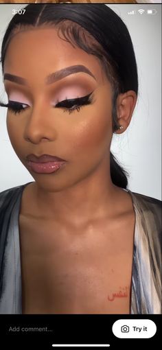 Thirst Trap Makeup Ideas, Prom Makeup Light Skin, Brown Eye Makeup Black Women, Neutral Glam Makeup Black Women, Makeup Looks For Black Women Birthday, Rose Gold Makeup Looks Black Women, Baby Shower Makeup Ideas For Black Women, Soft Beat Makeup Black Women, Pink Soft Glam Makeup Black Women