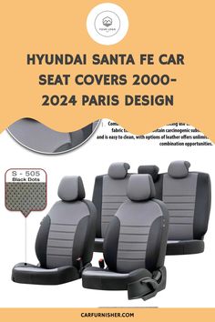 Hyundai Santa Fe Car Seat Covers 2000-2024 Paris Design Elegant Floral