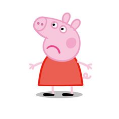 a cartoon pig in a red dress