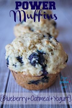 blueberry and oatmeal yogurt muffins with the title