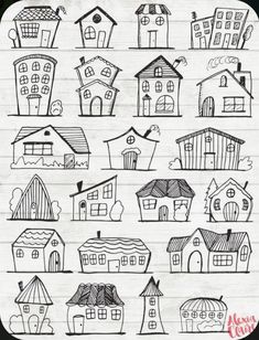 a drawing of houses on a piece of paper