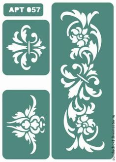 the stencil set is designed to look like an ornate design with flowers and leaves