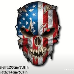 Unique American Flag Skull Sticker - Perfect For Trucks And Cars! Colored Sticker Badass Skulls, American Flag Sticker, Reflective Decals, Skull Decal, Skull Pictures, Punisher Skull, Arte Alien, Skull Sticker