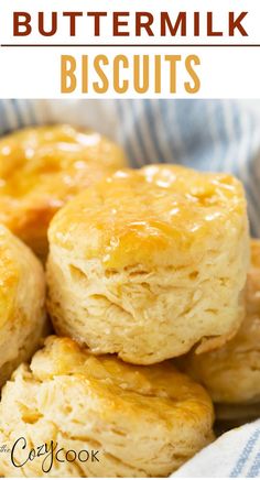 buttermilk biscuits stacked on top of each other with the words buttermilk biscuits above them