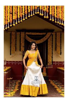 Haldi Poses, Half Sari, Saree Function, Lehenga And Blouse, Lehenga Saree Design, Half Saree Lehenga