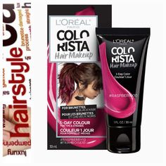 N.I.B. L'oreal Paris Colorista 1 Day Hair Color Raspberry 10 It's Not A Hair Dye - It's Makeup For Hair! Gentle Leave-In Formula For One Day Color That Washes Out With Shampoo. No Bleach Or Gloves Required. Mix And Match Different Shades To Create Your Own Non Permanent Hair Color. No Gloves. No Damage. No Rules. Pink Hair, Blue Hair, Or Purple Hair, This Wash Out Hair Color Gives You Limitless Options. 1-Day Temporary Hair Makeup That Washes Out With Shampoo - Change The Color Of Your Hair As O Loreal Colorista Pink, Non Permanent Hair Color, Wash Out Hair Color, Permanent Hair Color, L Oreal, Blush Makeup, Hair Dye, Loreal Paris, Purple Hair